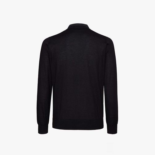 Black zipped polo shirt, long sleeves - ZILLI