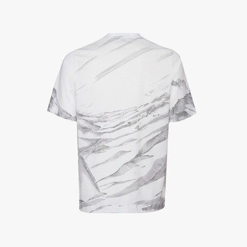 T-Shirt blanc, motif graphique "montagne" imprimé
