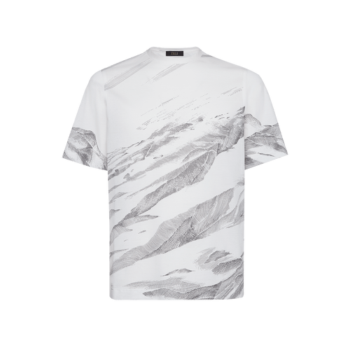 T-Shirt blanc, motif graphique "montagne" imprimé