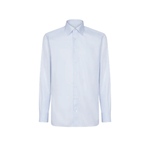 Classical light blue shirt, topstitched collar