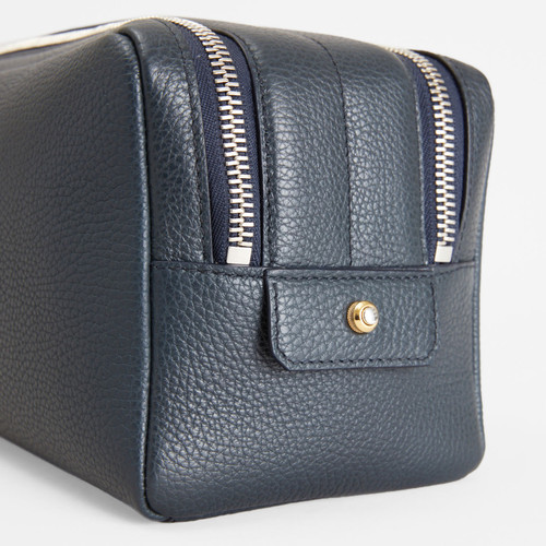 Blue navy double zippered beauty case, "Travel Weekender" 