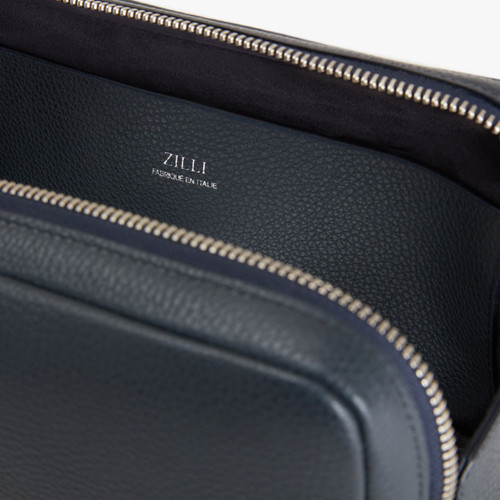 Blue navy double zippered beauty case, "Travel Weekender" 