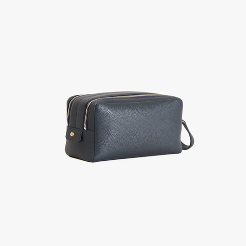 Blue navy double zippered beauty case, "Travel Weekender" 