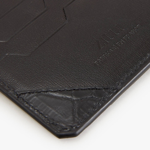 Black box calfskin and crocodile CC7 GM credit card holder