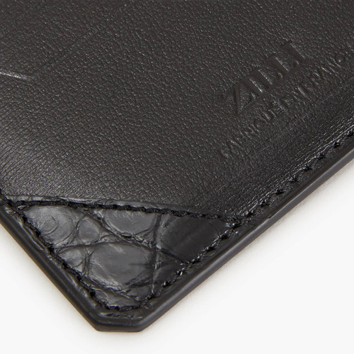 Black box calfskin and crocodile CC5 credit card holder Black box calfskin and crocodile CC5 credit card holder