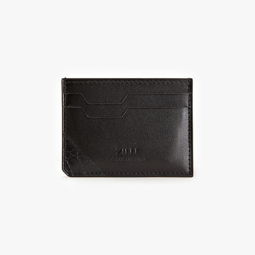 Black box calfskin and alligator CC5 credit card holder