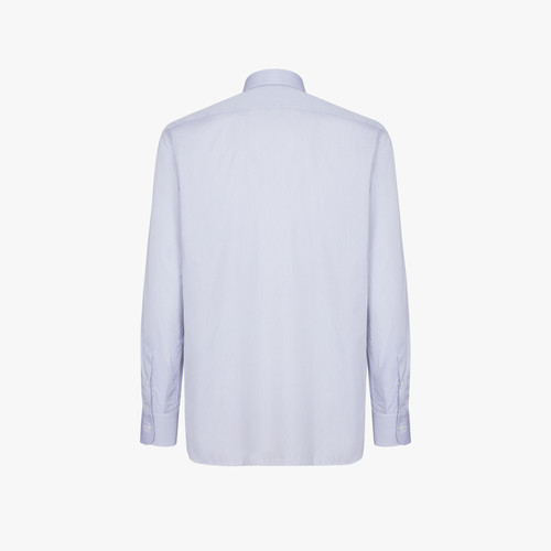 Classical light charcoal striped shirt, topstitched collar