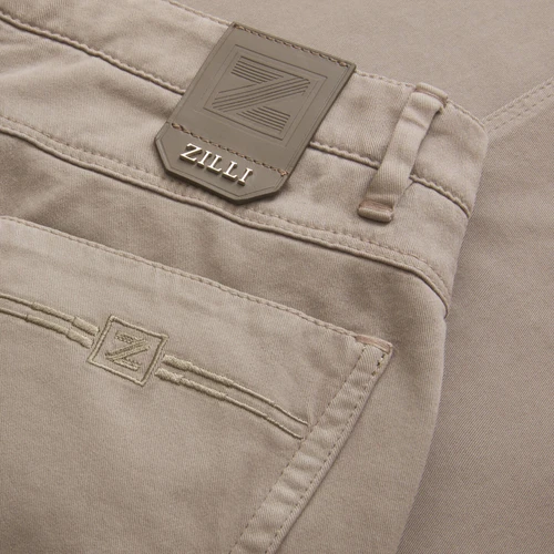 Taupe jeans, "ZILLI Geometrical", slim fit