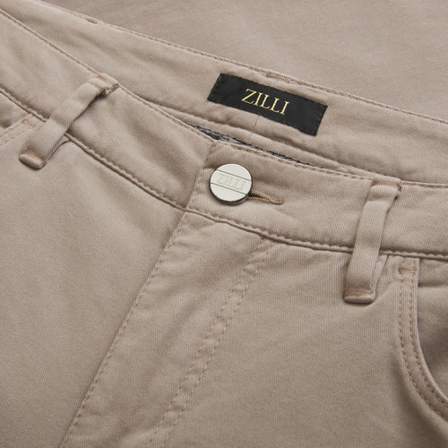 Taupe jeans, "ZILLI Geometrical", slim fit