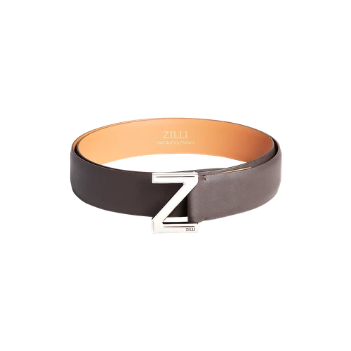 Brown belt, 35 mm, "Zed" buckle