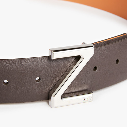 Brown belt, 35mm, "Zed" buckle Brown belt, 35mm, "Zed" buckle