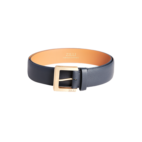 Blue Navy belt, 35 mm, "Dress" buckle Zilli texture