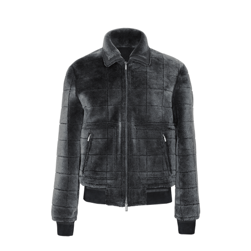 Light Charcoal Blouson, reversible shearling and cashmere, "Squared" Light Charcoal Blouson, reversible shearling and cashmere, "Squared"