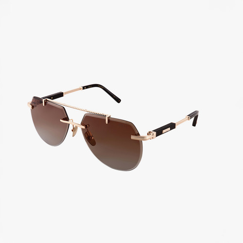 Shiny gold and black PHARREL sunglasses, brown lenses