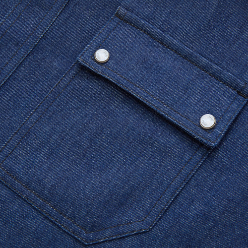 Blue jeans denim shirt, "Mountain Flock Print"