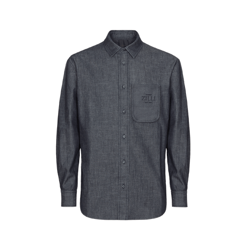 Dark navy denim shirt, "Zilli Geometric"