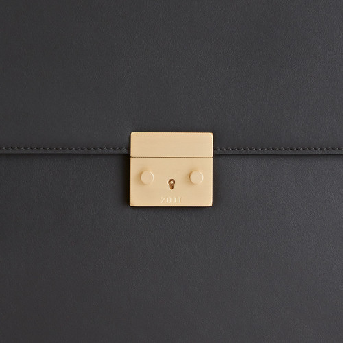 Black double compartment classic briefcase