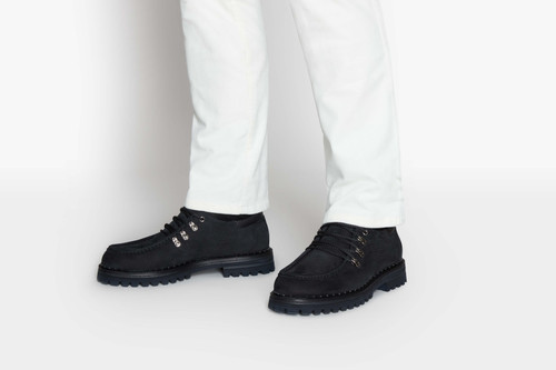 Black suede calfskin boots, calfskin detail