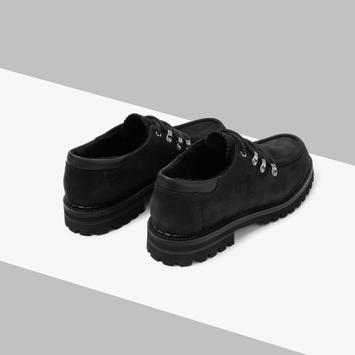 Black suede calfskin boots, calfskin detail