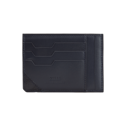 Blue navy box calfskin and crocodile CC7 GM credit card holder Blue navy box calfskin and crocodile CC7 GM credit card holder