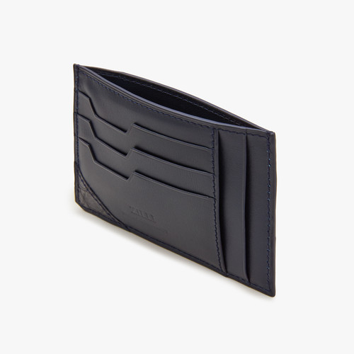 Blue navy box calfskin and crocodile CC7 GM credit card holder