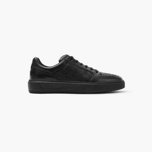 Black and navy blue calfskin and lambskin sneakers