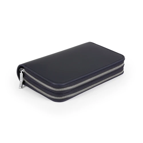 Blue navy zip around organizer in calfskin