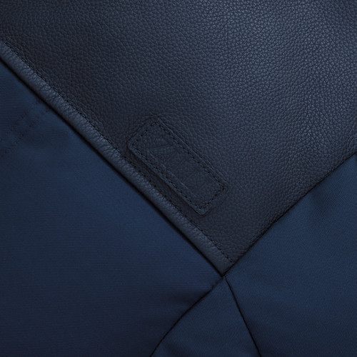 Long quilted midnight blue down jacket, removable hood