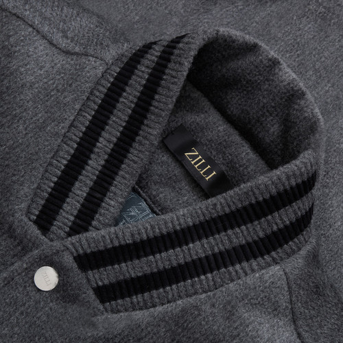 Smoke grey check quilted bomber