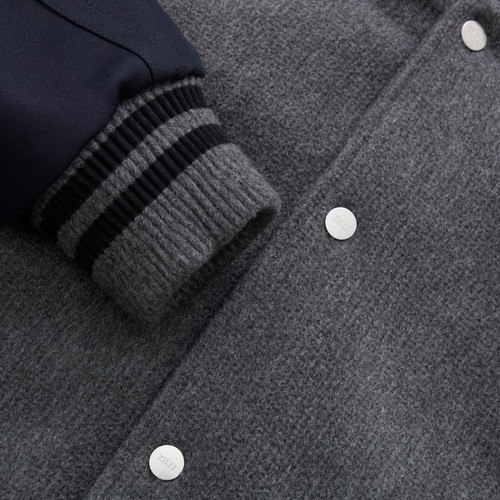 Smoke grey check quilted bomber