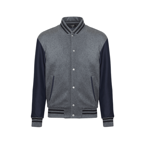 Smoke grey check quilted bomber