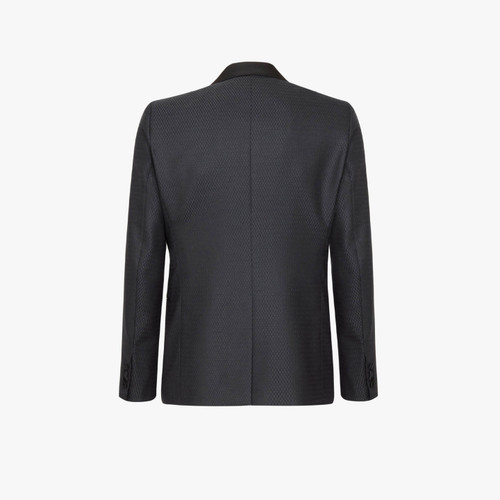 Black tuxedo jacket, herringbone pattern