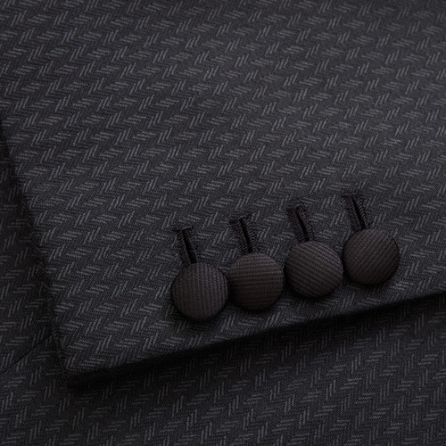 Black tuxedo jacket, herringbone pattern