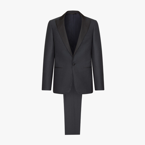 Black tuxedo jacket, herringbone pattern