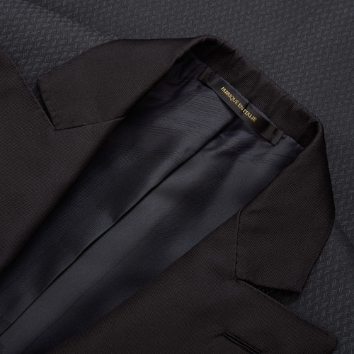 Black tuxedo jacket, herringbone pattern