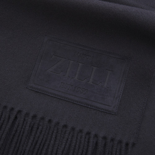 Dark navy Qaeter fringed scarf