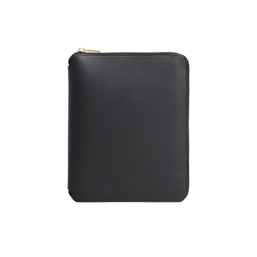 Black A5 Zip around writing folder, "ZILLI Satin brass"