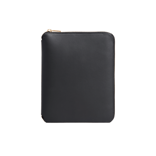 Black A5 Zip around writing folder, "ZILLI Satin brass"