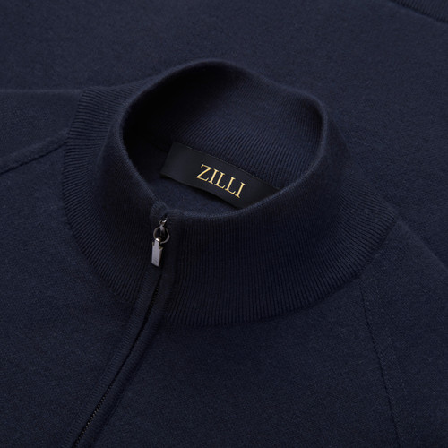 Dark navy zipped cardigan, "Raglan Sweater"