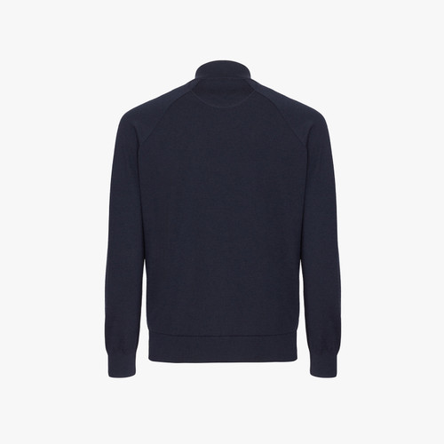 Dark navy zipped cardigan, "Raglan Sweater"