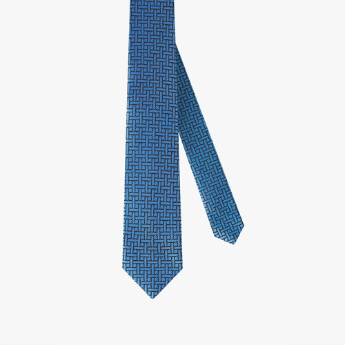 Light blue tie, "Geometrical" motif, width 8 cm