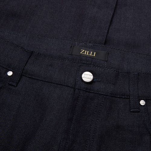 Dark navy regular fit 5 pockets jeans, crocodile detail