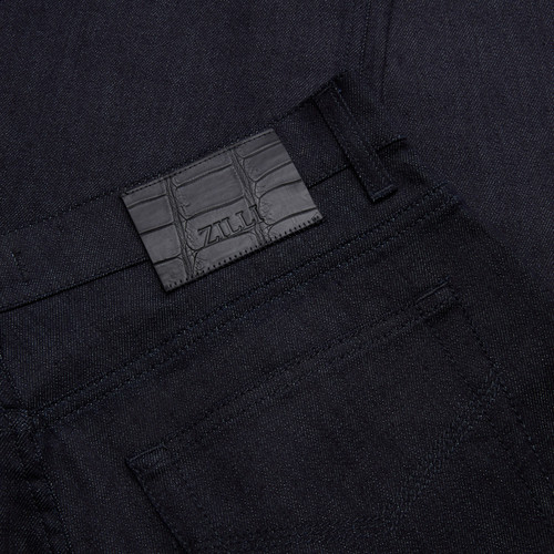 Dark navy regular fit 5 pockets jeans, crocodile detail