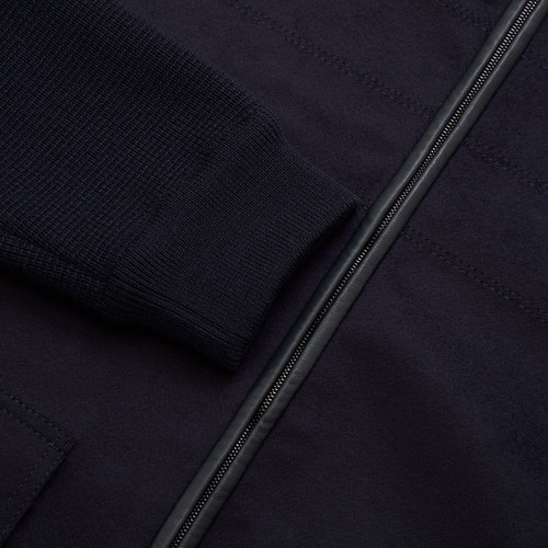 Dark navy mock neck zip cardigan "Explorer", long sleeves