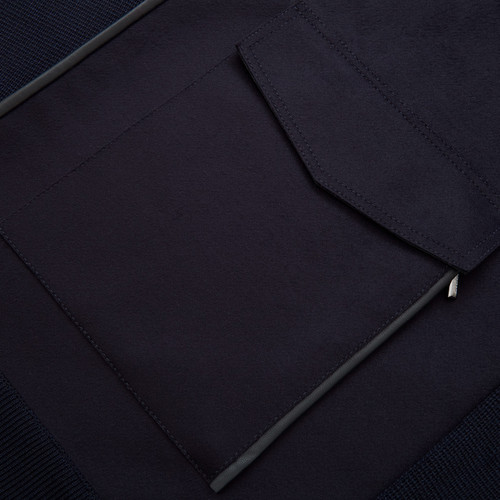 Dark navy mock neck zip cardigan "Explorer", long sleeves