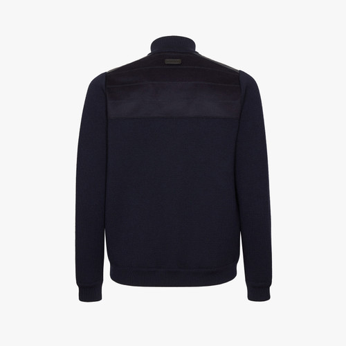 Dark navy mock neck zip cardigan "Explorer", long sleeves