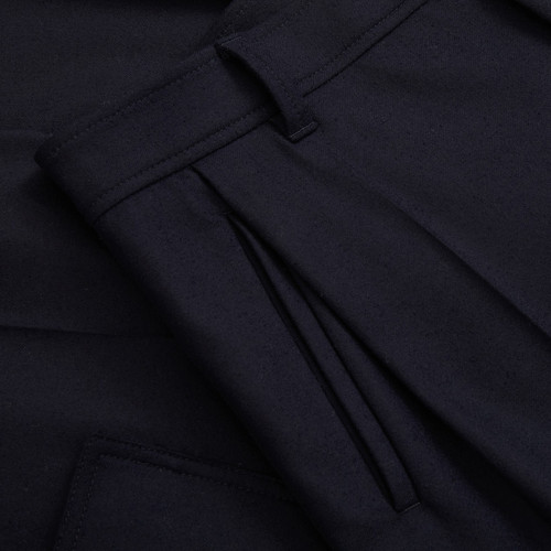 Dark navy single pleated cargo pants, with pockets