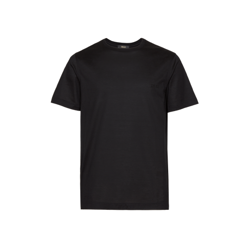 Jersey black T-shirt, « ZILLI Lettering» embroidery