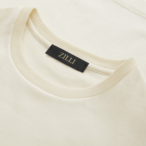 Jersey beige T-shirt, « ZILLI Lettering» embroidery