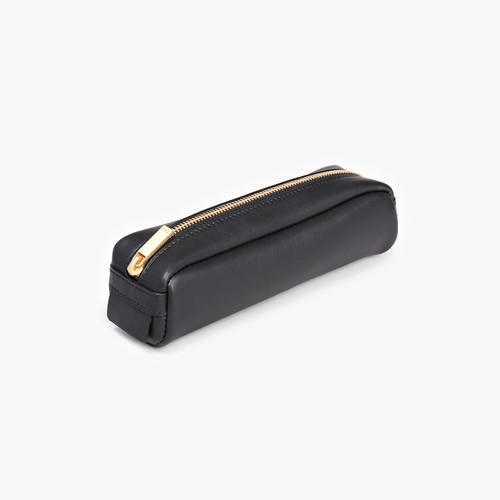 Black zipped pencil case, "ZILLI Satin brass"